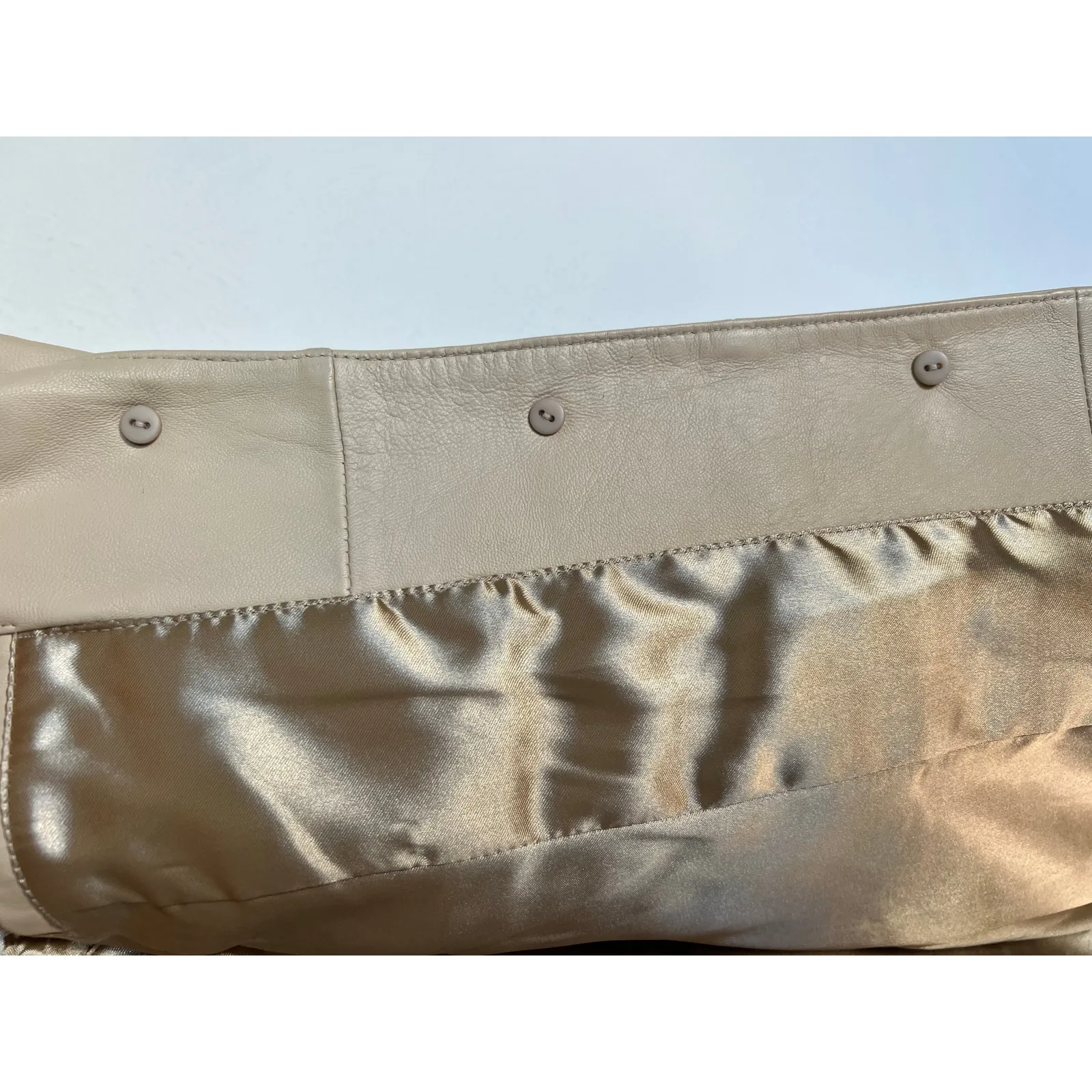 Pamela McCoy Cream Ivory Leather Blazer Jacket Small - Image 9