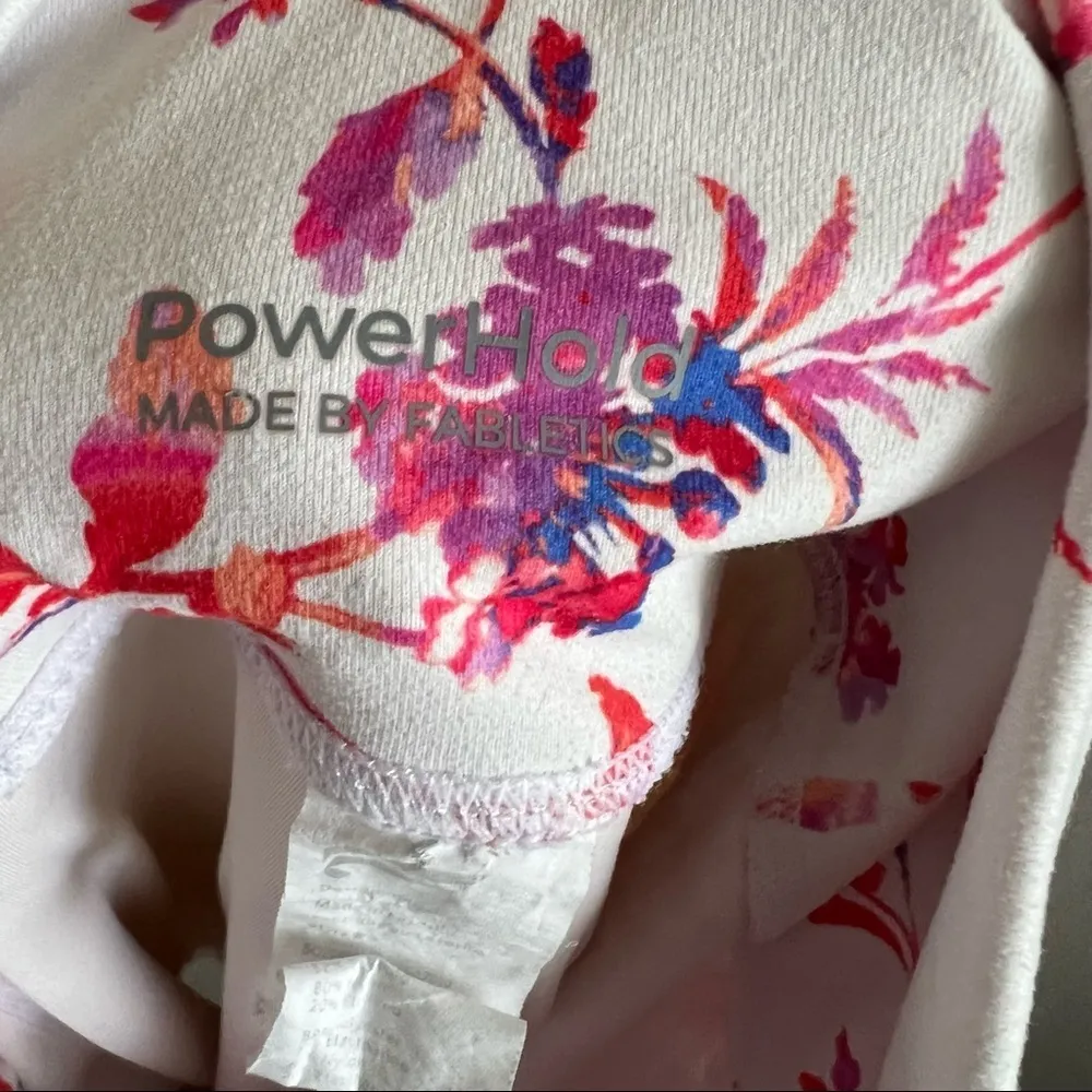 Fabletics Powerhold Floral High Waisted Biker Bike Shorts Neutral Cell Pocket S - Image 4