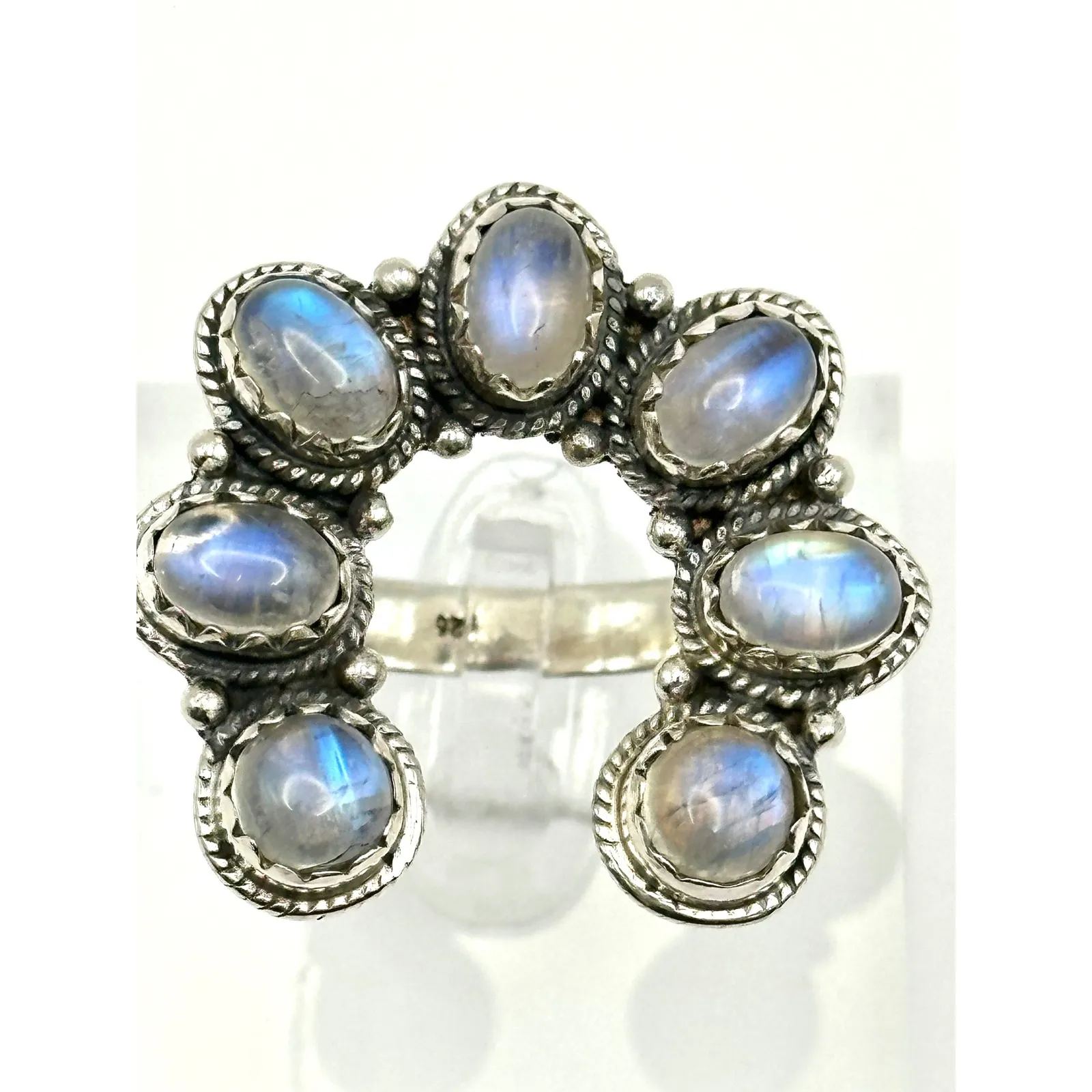 Rainbow Moonstone Naja Southwestern Sterling Silver Ring‎ Size 11 - Image 5