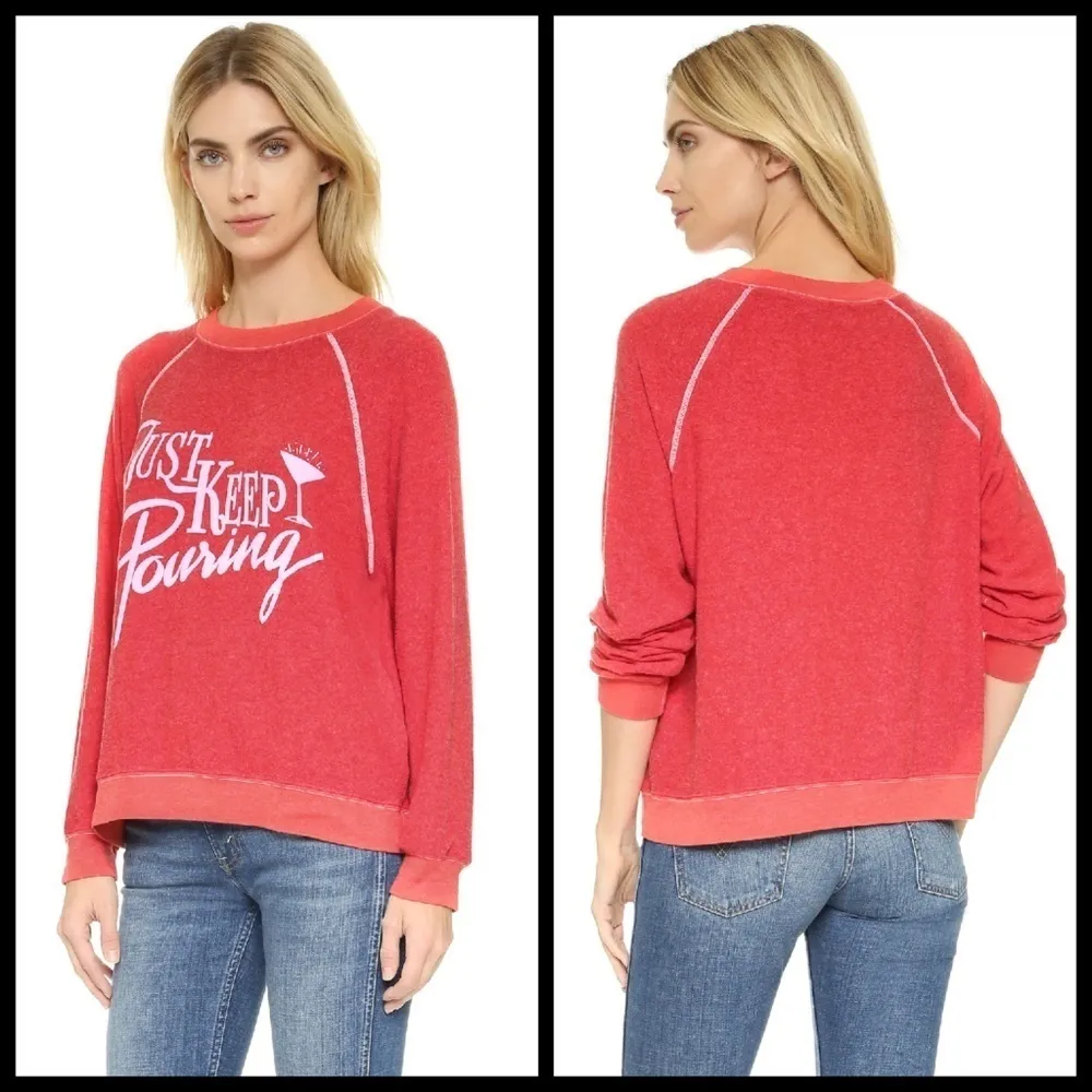 Wildfox 💕💕 Red Just Keep Pouring Kim's Sweatshirt - Image 4