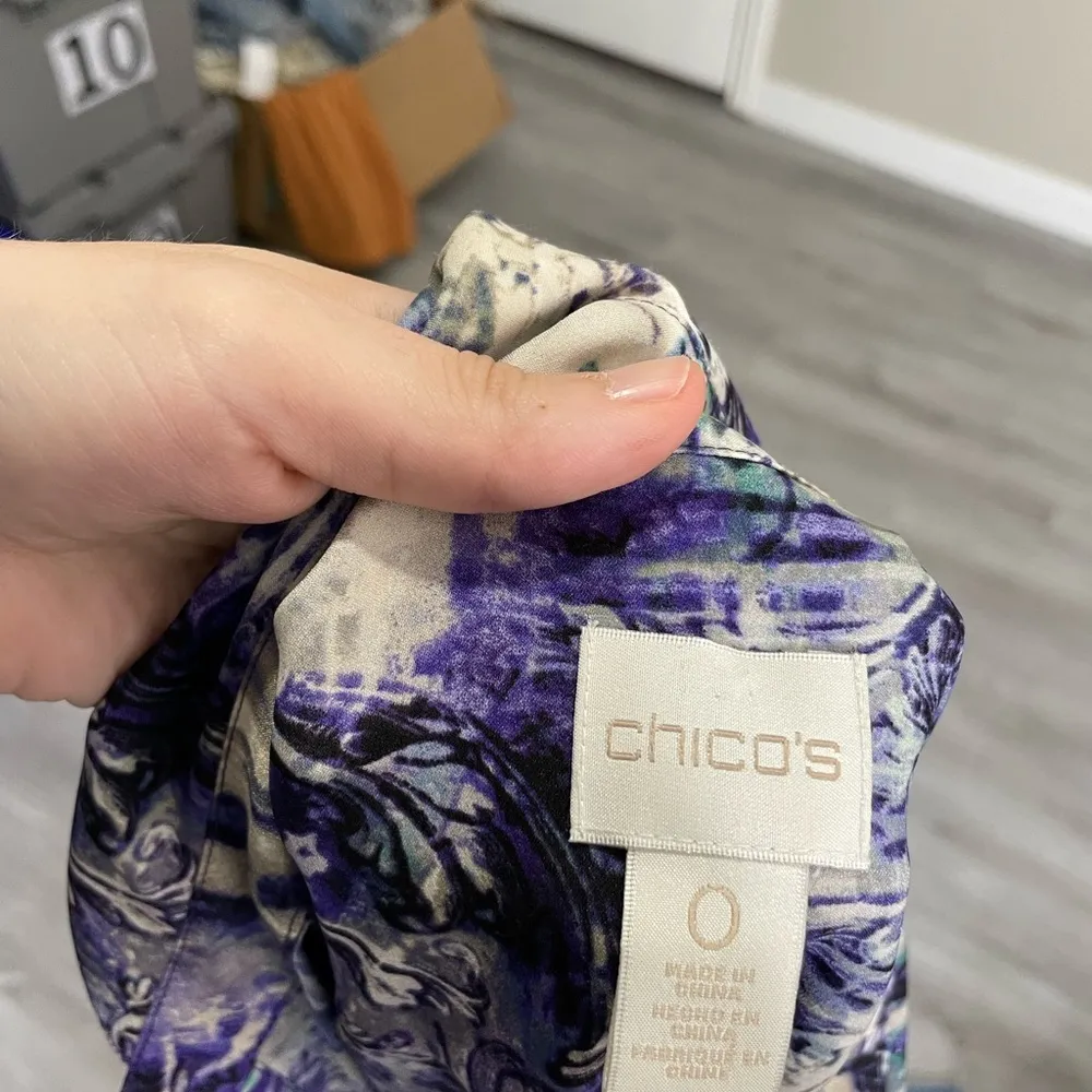 Chico’s Paisley Blue Printed Button Down Shirt 0/S - Image 3