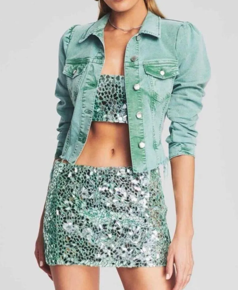 Retrofete Rissa Raw Hem Distressed Casual Jacket Size Small Mojito - Image 10