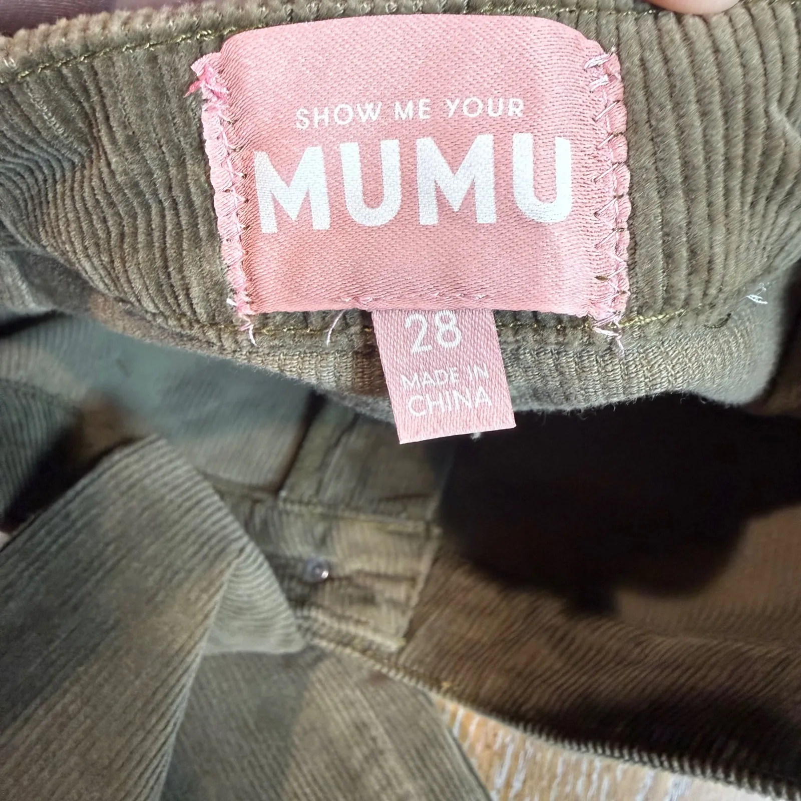 Show Me Your MuMu Cropped Farrah Trousers Corduroy Evergreen Green Size 28 - Image 7