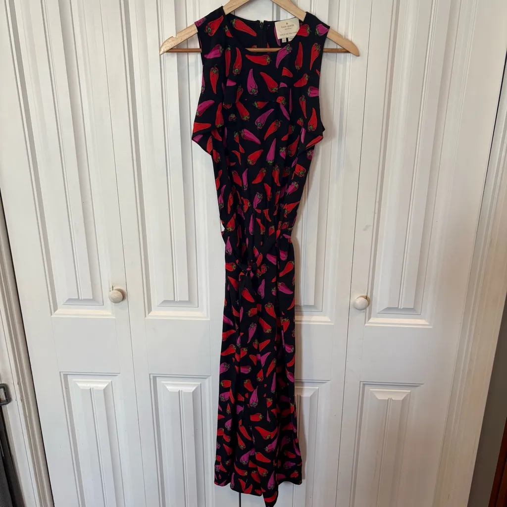 Kate Spade Hot Pepper Silk Crop‎ Jumpsuit Size 4 - Image 2
