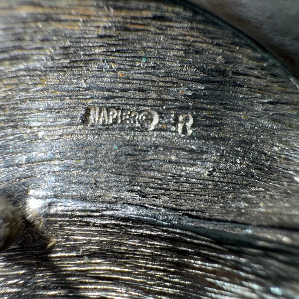 Vintage Signed Napier‎ Modernist Silver Tone Pierced Earrings Puffy Statement - Image 5