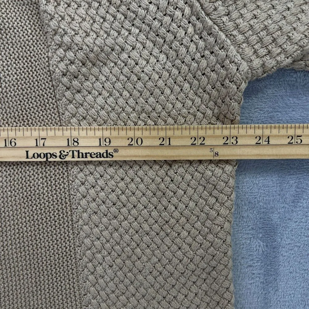 Classiques Entier Linen Blend Cardigan Sweater Womens Medium Basket Weave Knit - Image 9