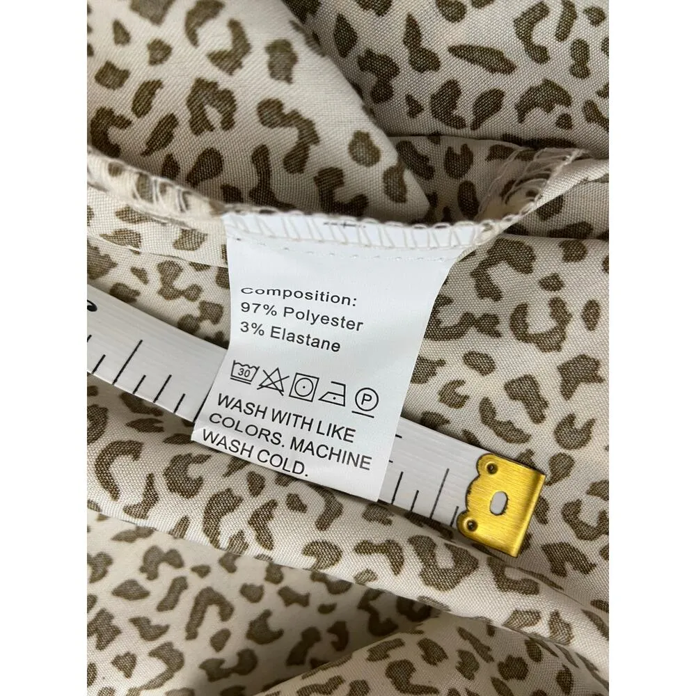 PrettyGarden Dress Womens S Animal Print Tiered Puff Sleeves Crew Neck NEW - Image 8