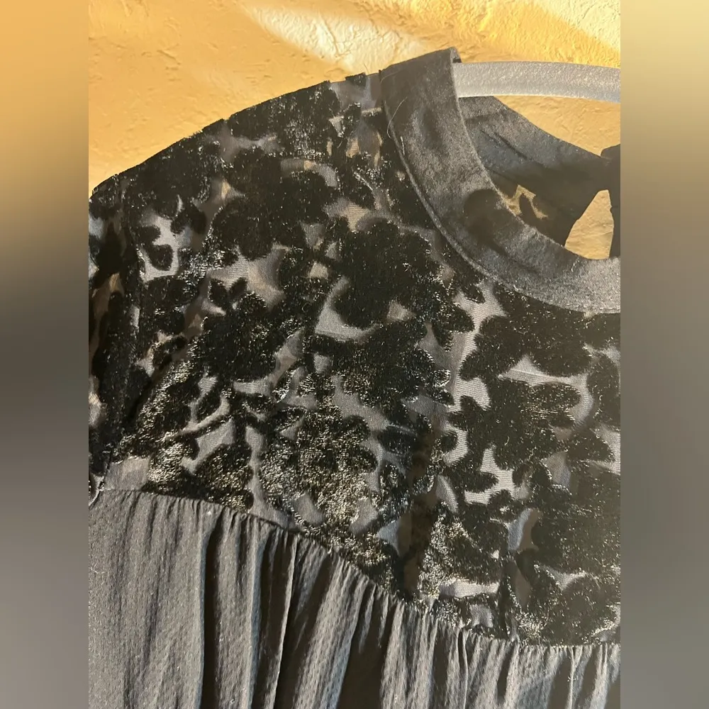 Black Lace Women's Top by JOLT, lovely lace and velvet accents - Image 2