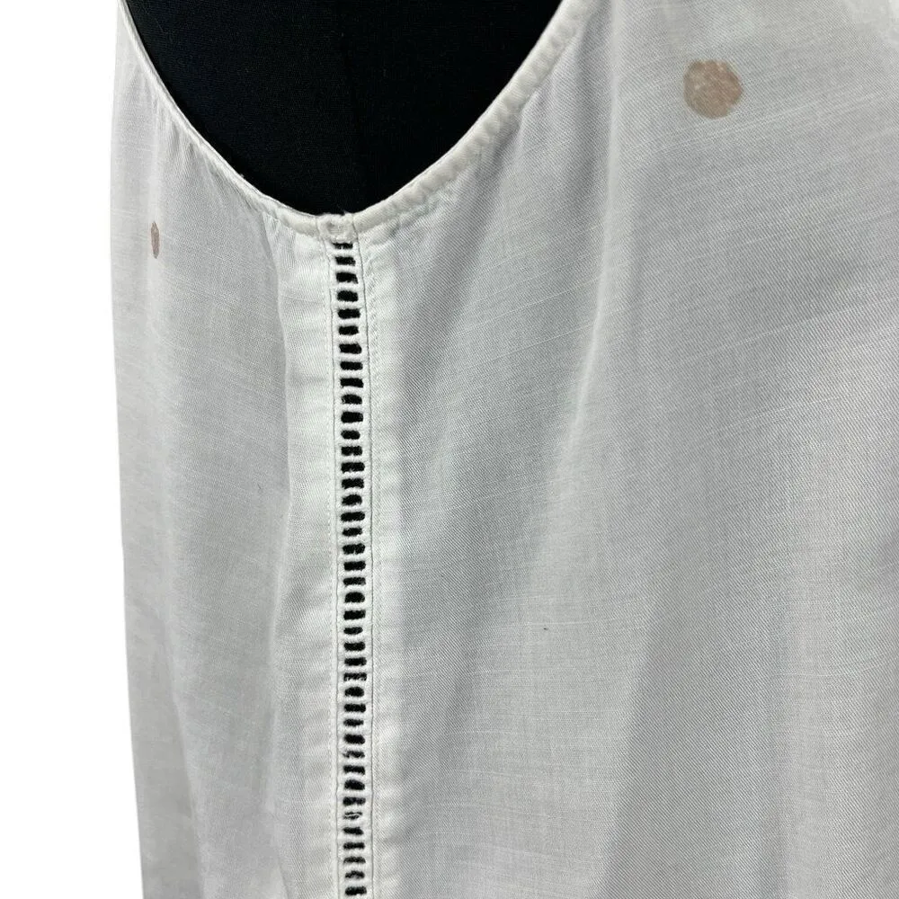 ✨Cloth & Stone White Polka Dot Sleeveless Round Neck Laser Cut Sz L Blouse✨ - Image 6