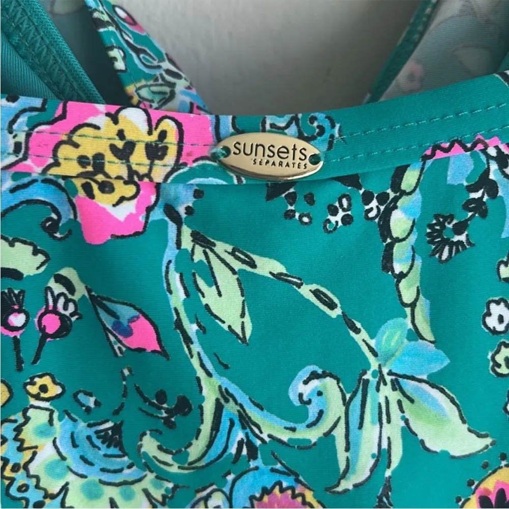 Sunsets California Paradise Paisley Floral Tankini Size 32D/34C NWT Green - Image 7