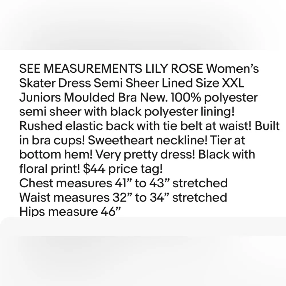 LILY ROSE Women’s Skater Dress Semi Sheer Lined Size XXL Juniors Moulded Bra New - Image 14