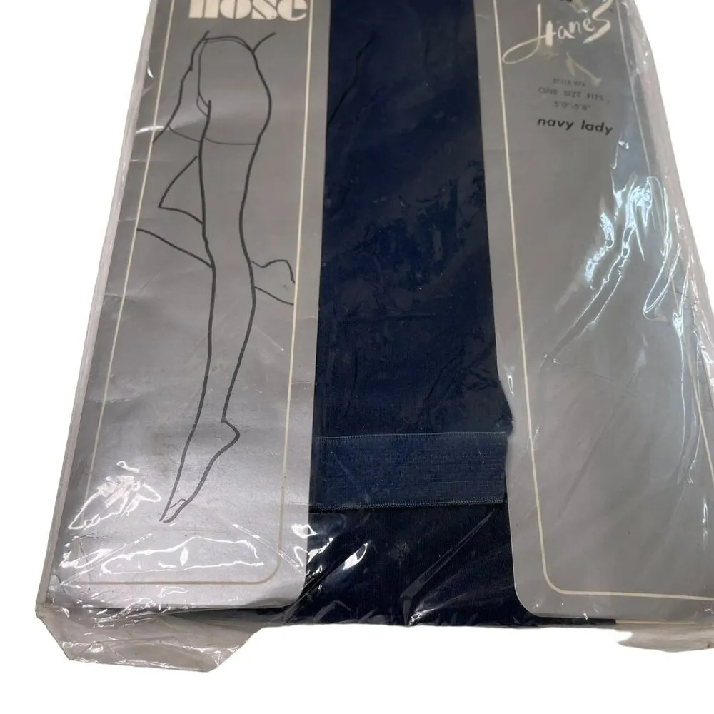 Womens Pantyhose Hanes  Sheer Opaque Reinforced One Size Fits Navy Lady C u - Image 2