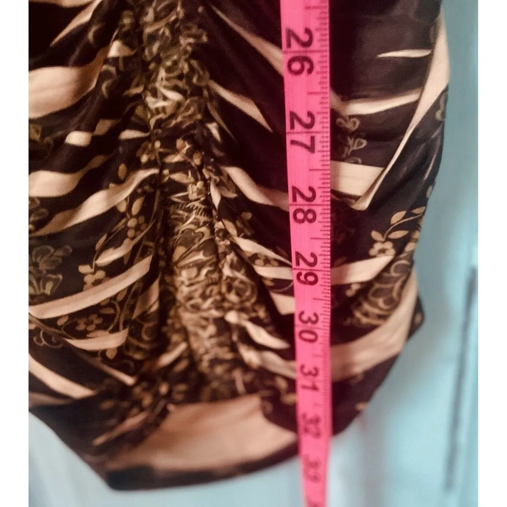 Ladies Bronze Boho Animal Print Sleeveless Beaded Body Con Dress Size Medium - Image 4