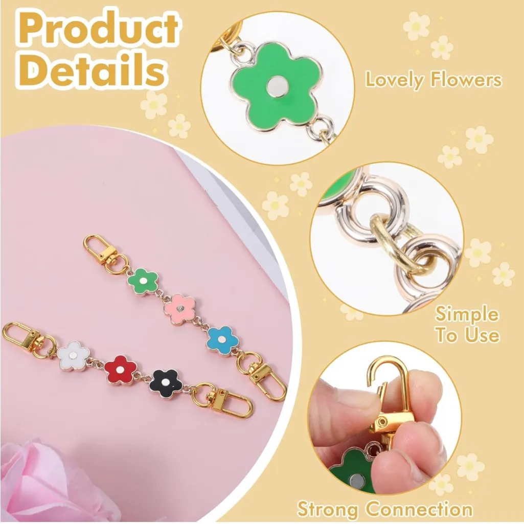 2Pcs Purse Strap Extender Chains, Colorful Flower Bag Extension Chain Handbag - Image 3