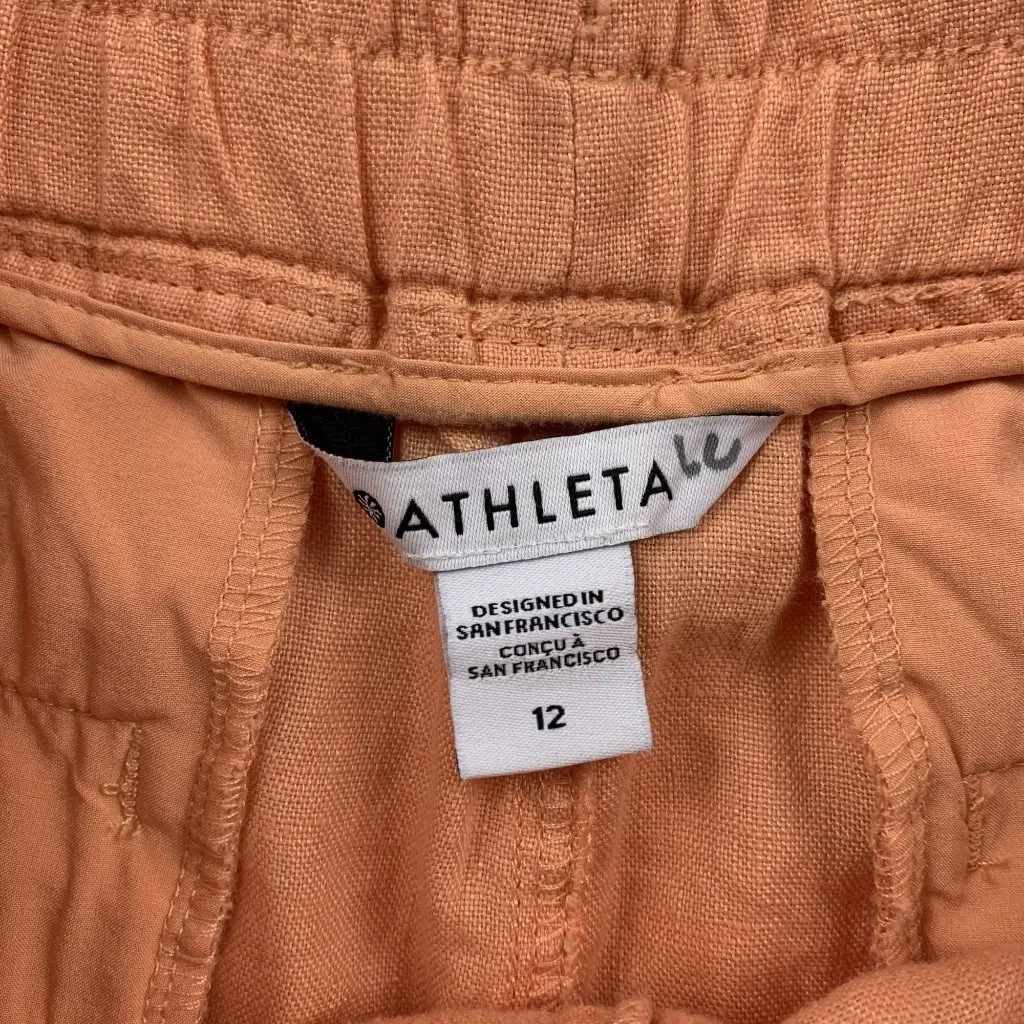 Athleta Orange Sorbet Linen Cabo Pull On Shorts 12 - Image 2