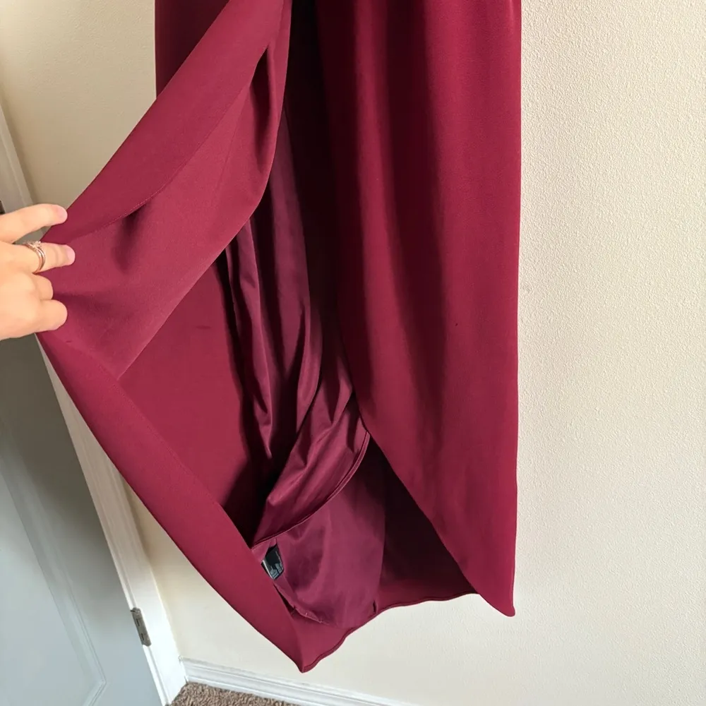 BHLDN Marceau High-Low Crepe Tulip Dress in Bordeaux Red Burgandy Size 12 - Image 8