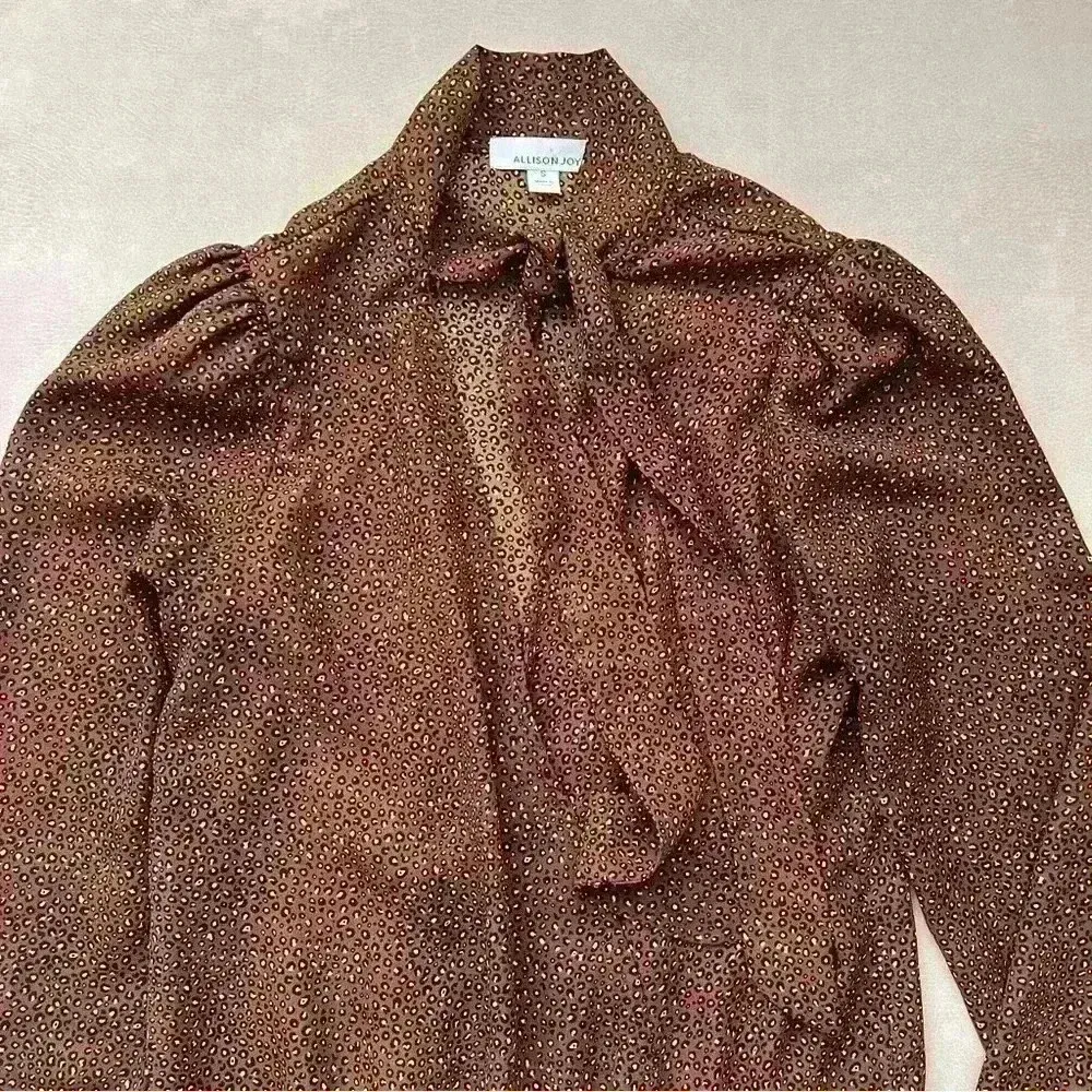 Leopard Bodysuit Brown & Black Leopard Print Long Sleeve Bodysuit Small - Image 9