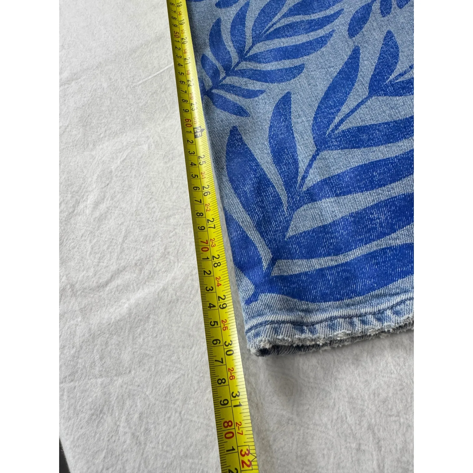 MOTHER Superior Wide Leg Jeans Blue Leaf Butterfly Print Light Wash size 26‎ - Image 11