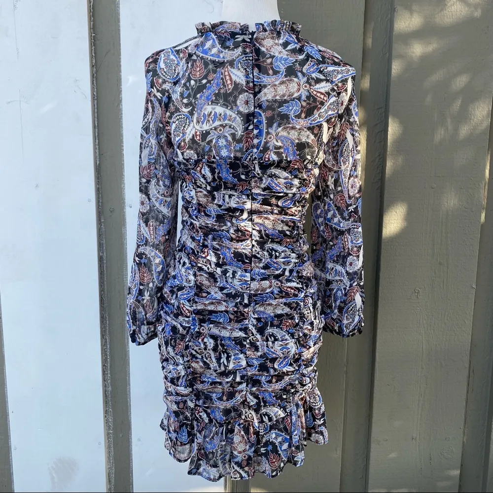 Zara Ruffled Paisley Print Bodycon Mini Dress - Image 6
