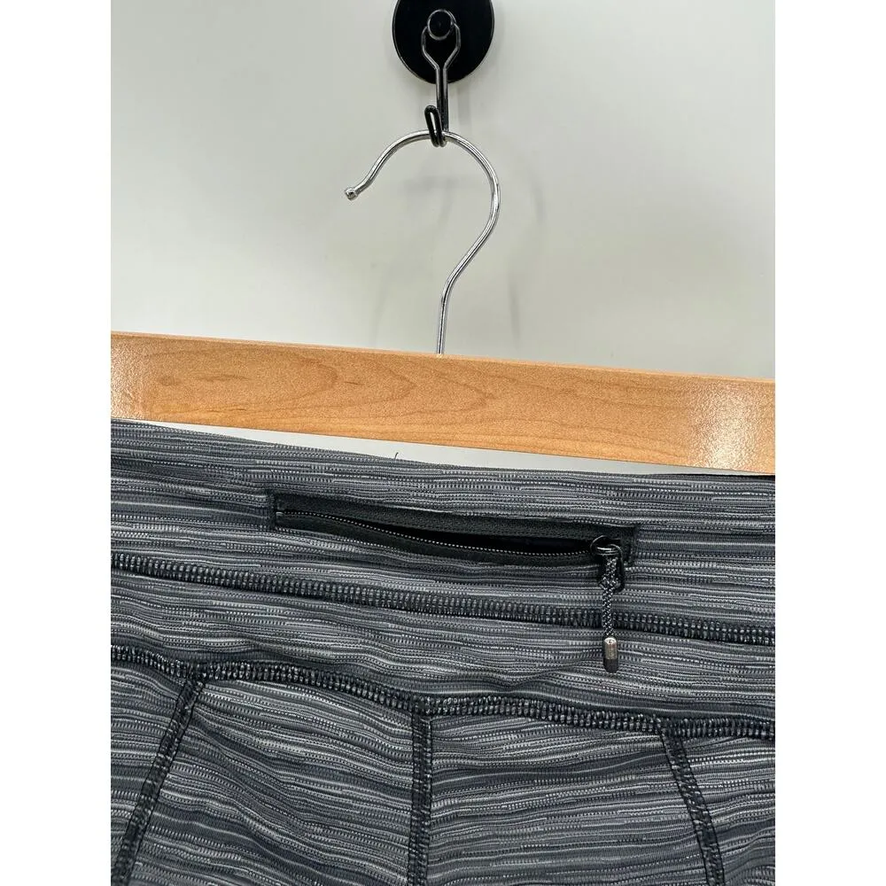 Lululemon Cyber Stripe Deep Coal Black Run Inspire Crop Leggings Womens Size 4 - Image 5