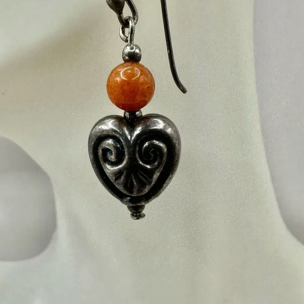 Sterling silver carnelian heart drop earrings - Image 6