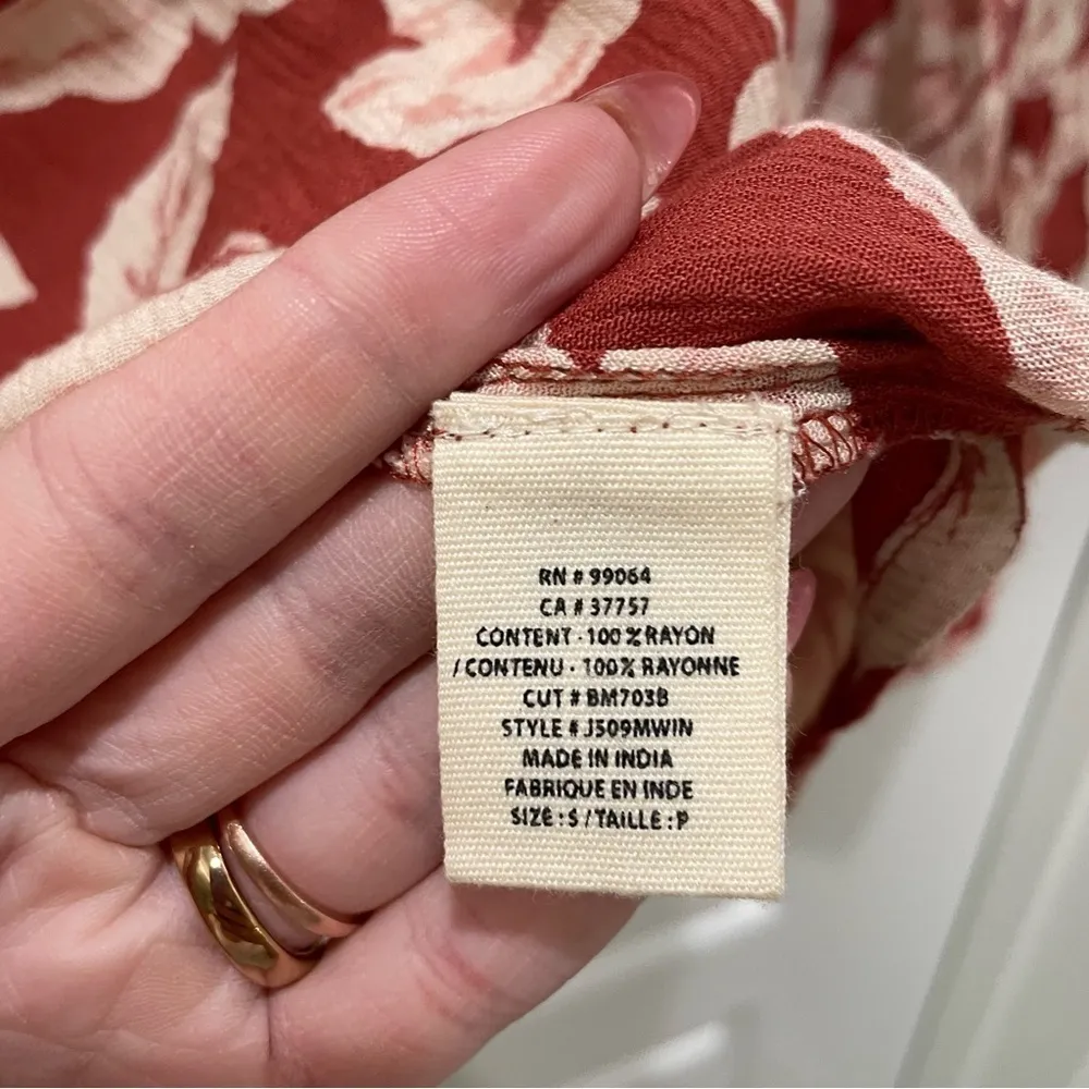 Billabong Red Pink Floral Winding Roads Sienna Long Sleeve Blouse - Image 7