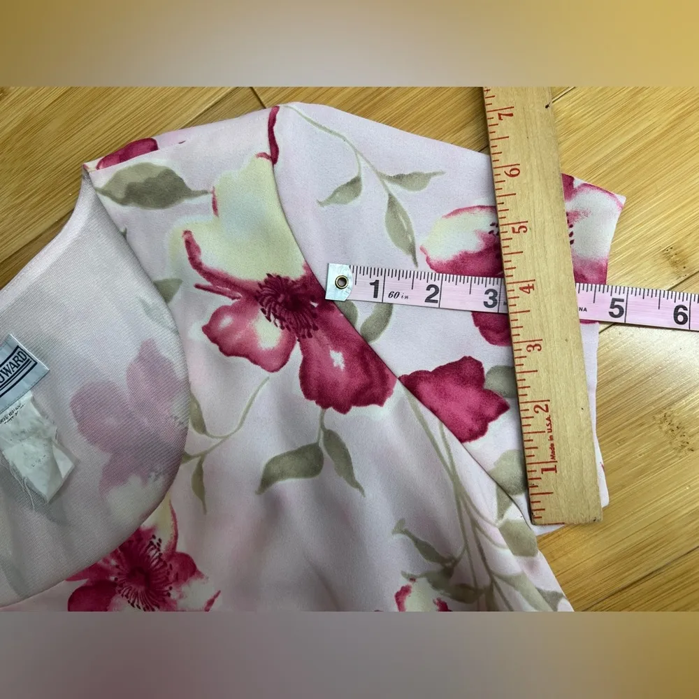 Jessica Howard Women lined short sleeve pink floral Garden Party Maxi Dress|Sz:S - Image 9
