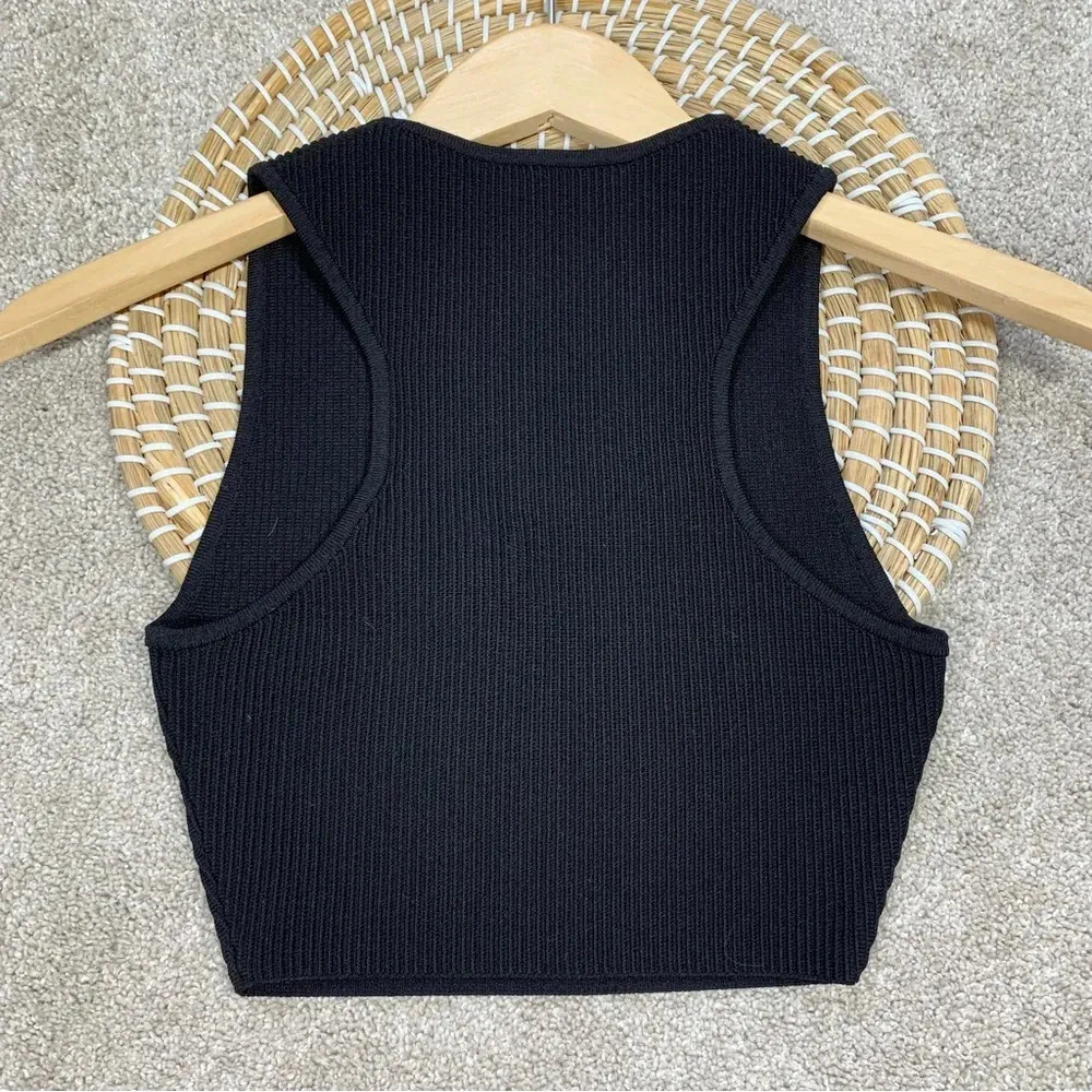 Aritzia Babaton Sculpt Knit Racerback Cropped Tank Top in Black S - Image 7