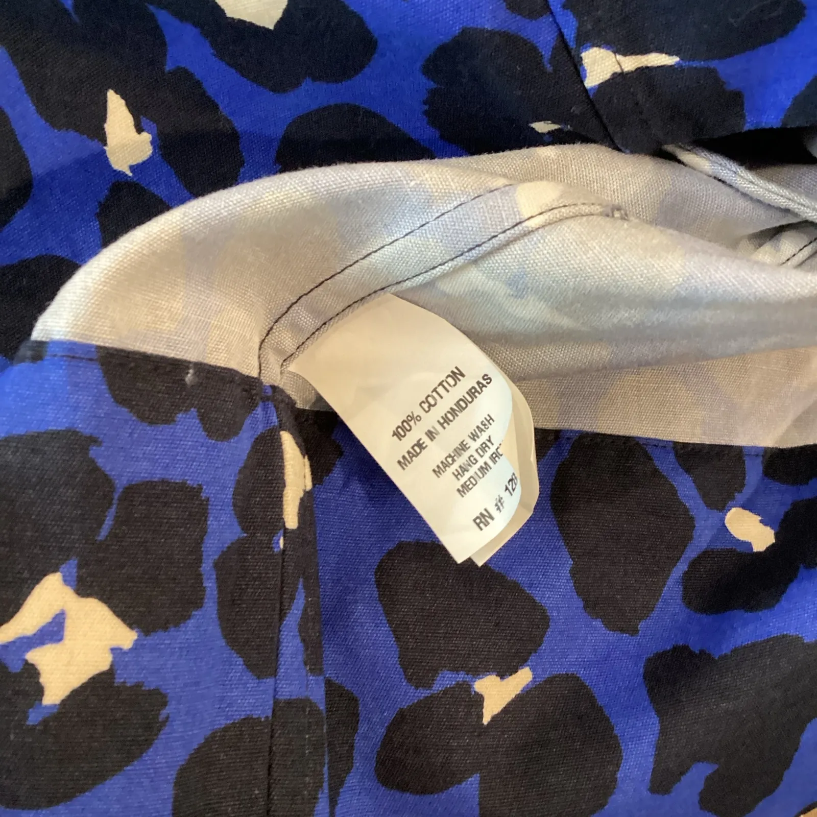 Ann Mashburn Animal Print blue Leopard Popover cotton long sleeve mini Dress XS - Image 3