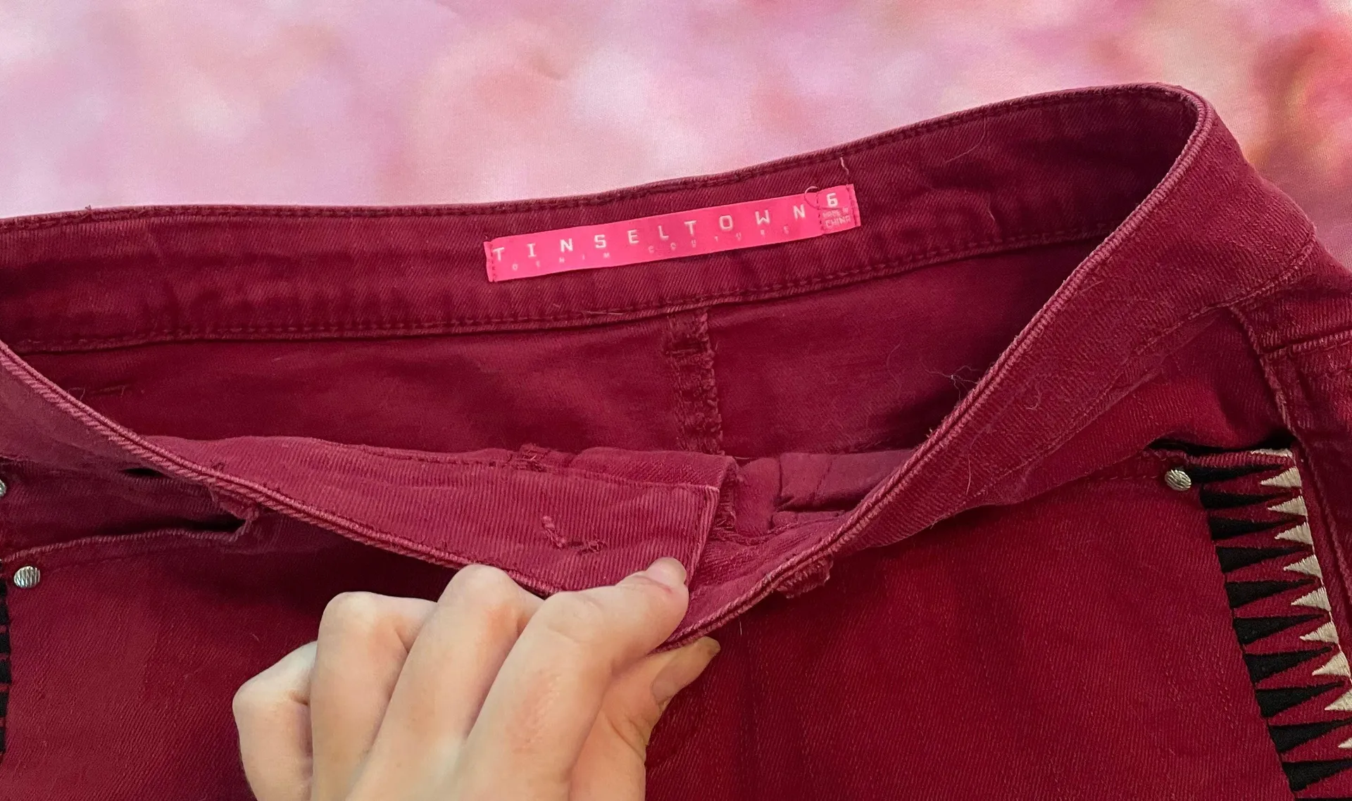 Tinseltown Aztec Red Jean Shorts  - Image 5