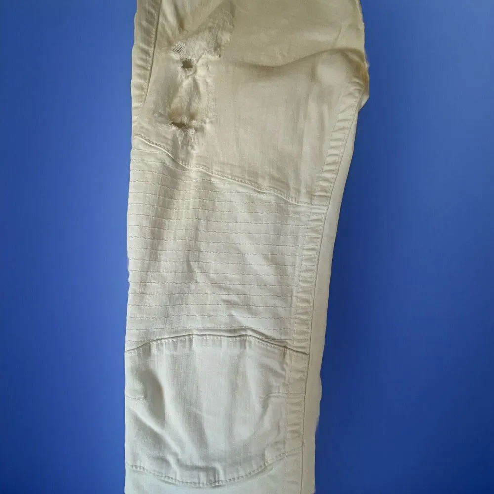 True Religion Jeans Womens 27 White Skinny Mid Rise Stretch Moto‎ Distressed - Image 4