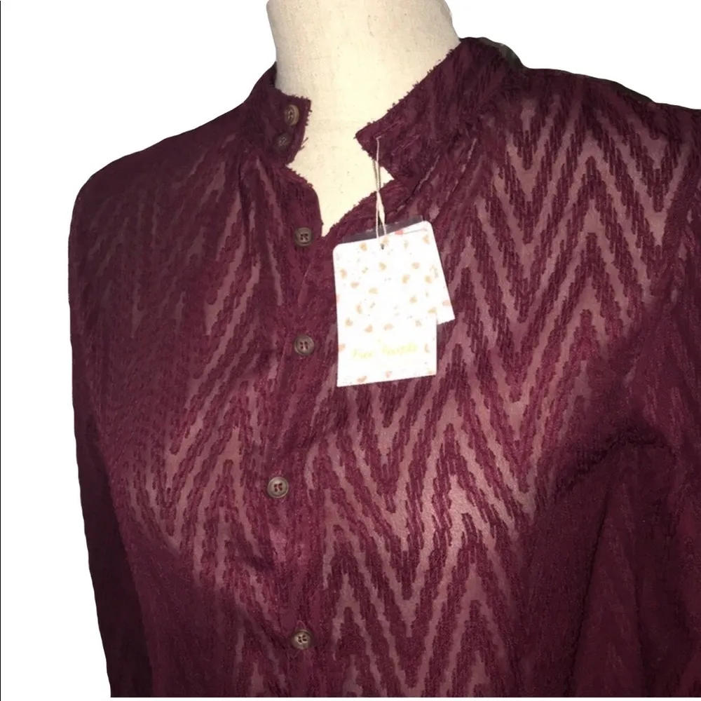 Free people merlot button back sheet blouse XS - Image 7