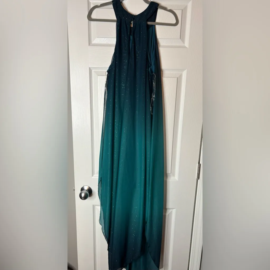 VENUS Elegant Teal Ombre Evening Gown, XL - Image 3