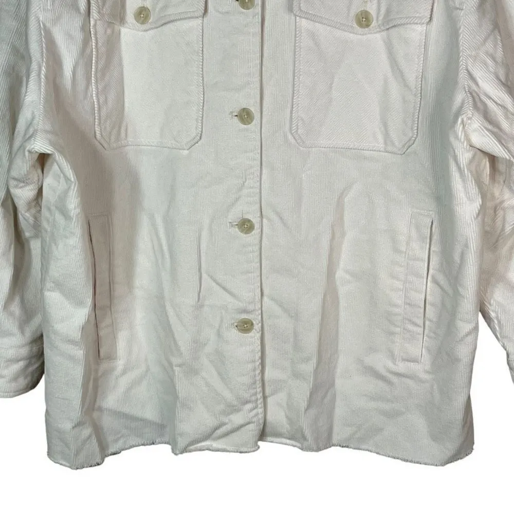 Gianni Bini white Corduroy Button Down Shirt Jacket Size Large - Image 3