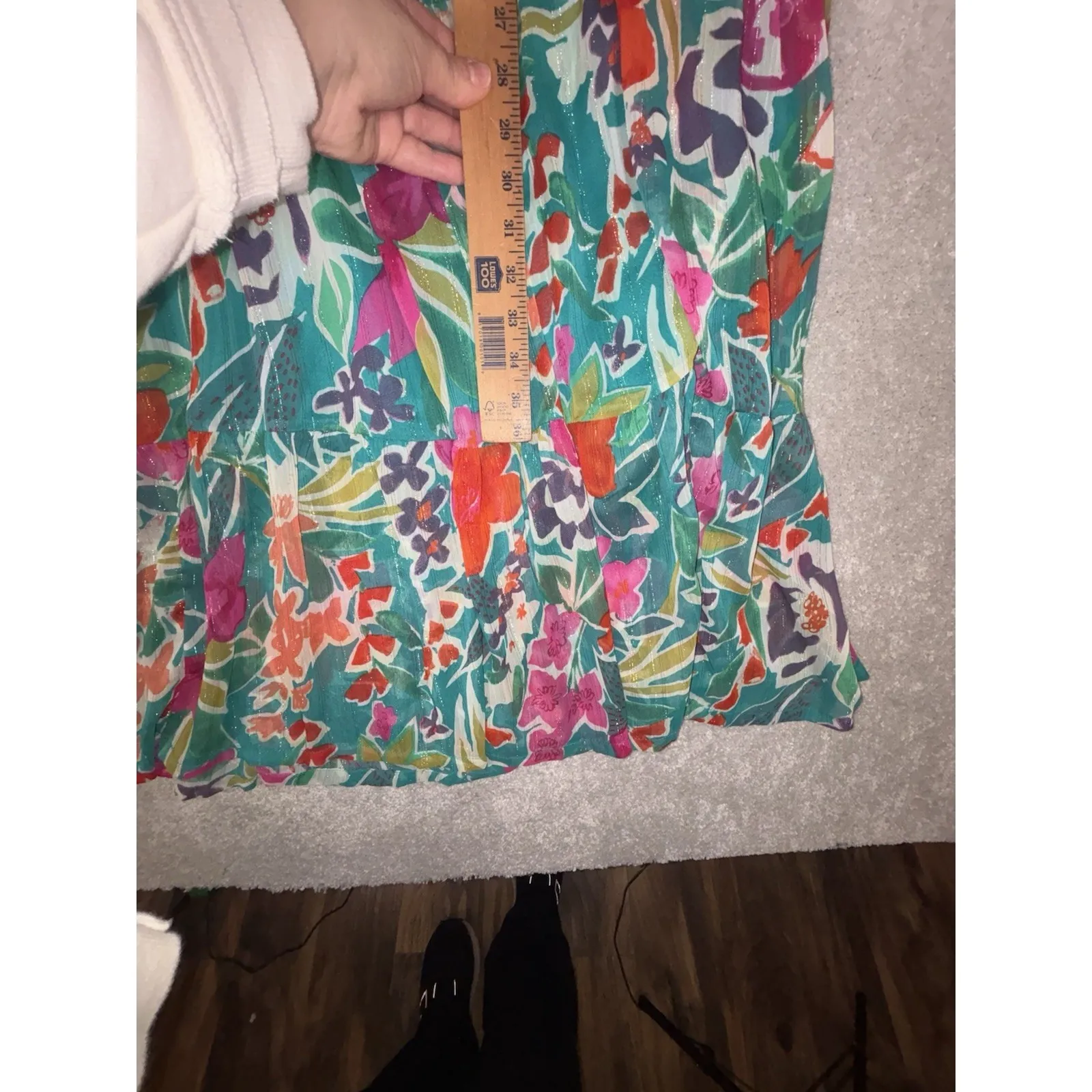 umgee usa floral tiered maxi dress sheer sleeves oversized fit small - Image 7