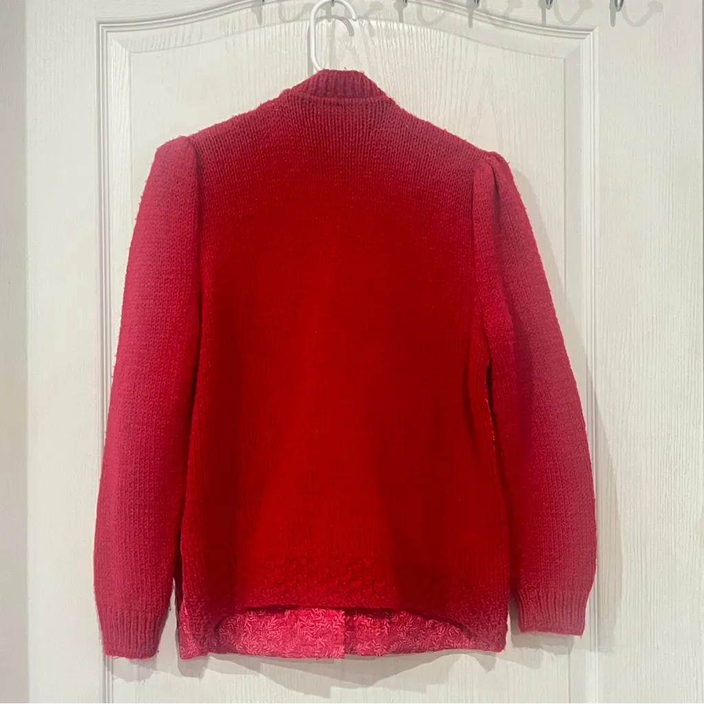 Vintage Red Quilted Sweater Jacket Size L - Image 5