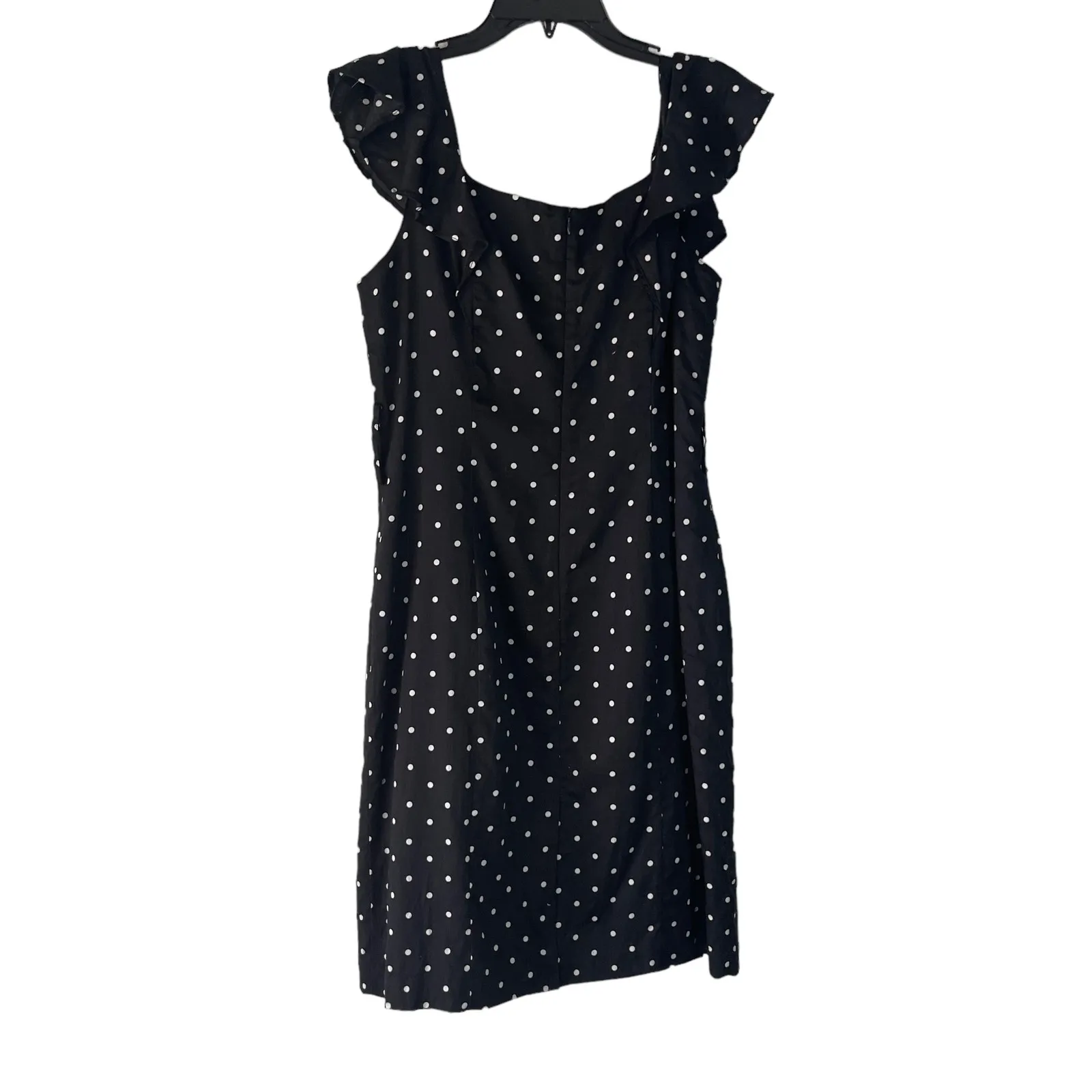 Worthington Size 14 XL Black White Polka Dot Rufle‎ Sleeve Black Dress - Image 6