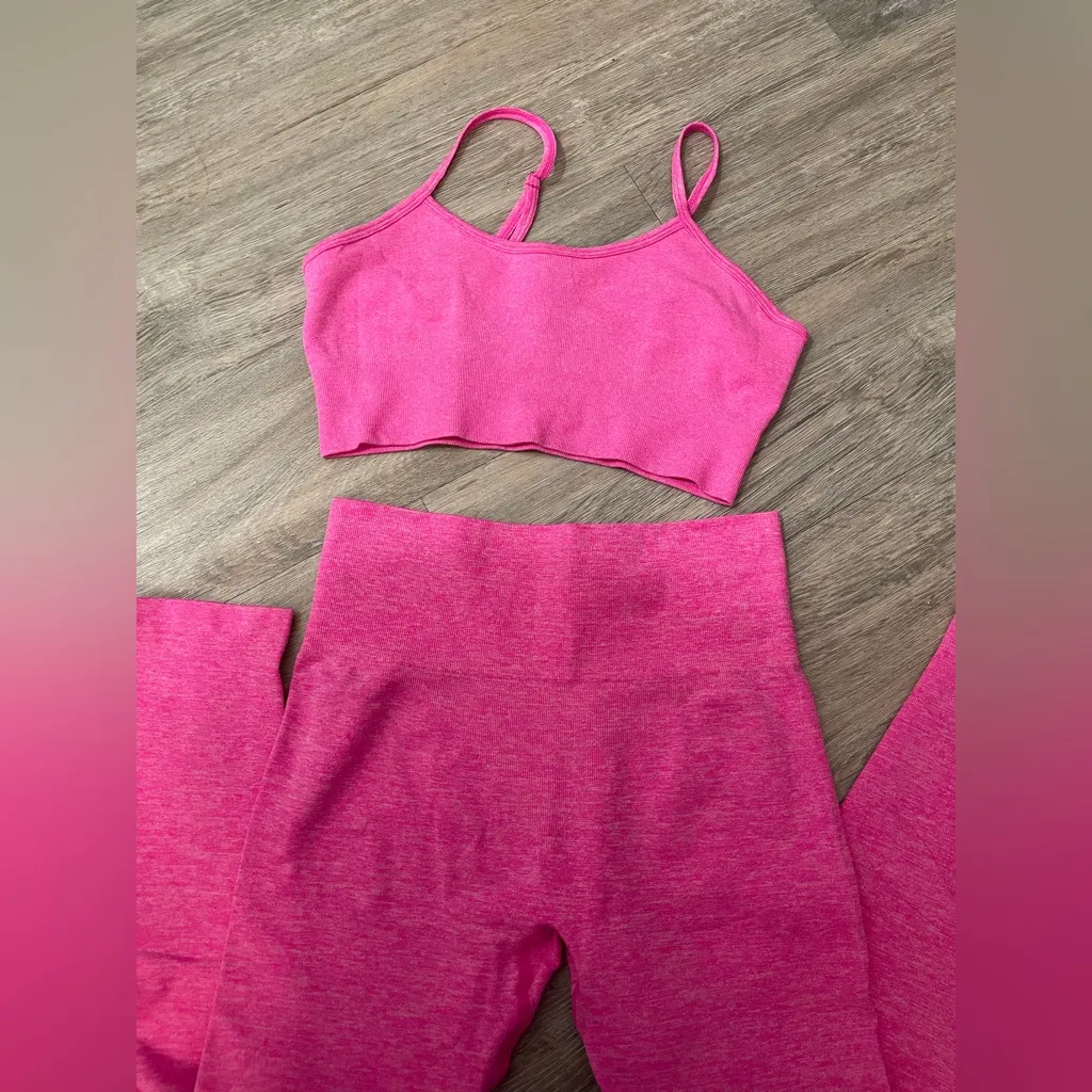 NWOT HOT PINK SPORT YOGA SET TOP AND LEGGINGS M Size M - Image 5