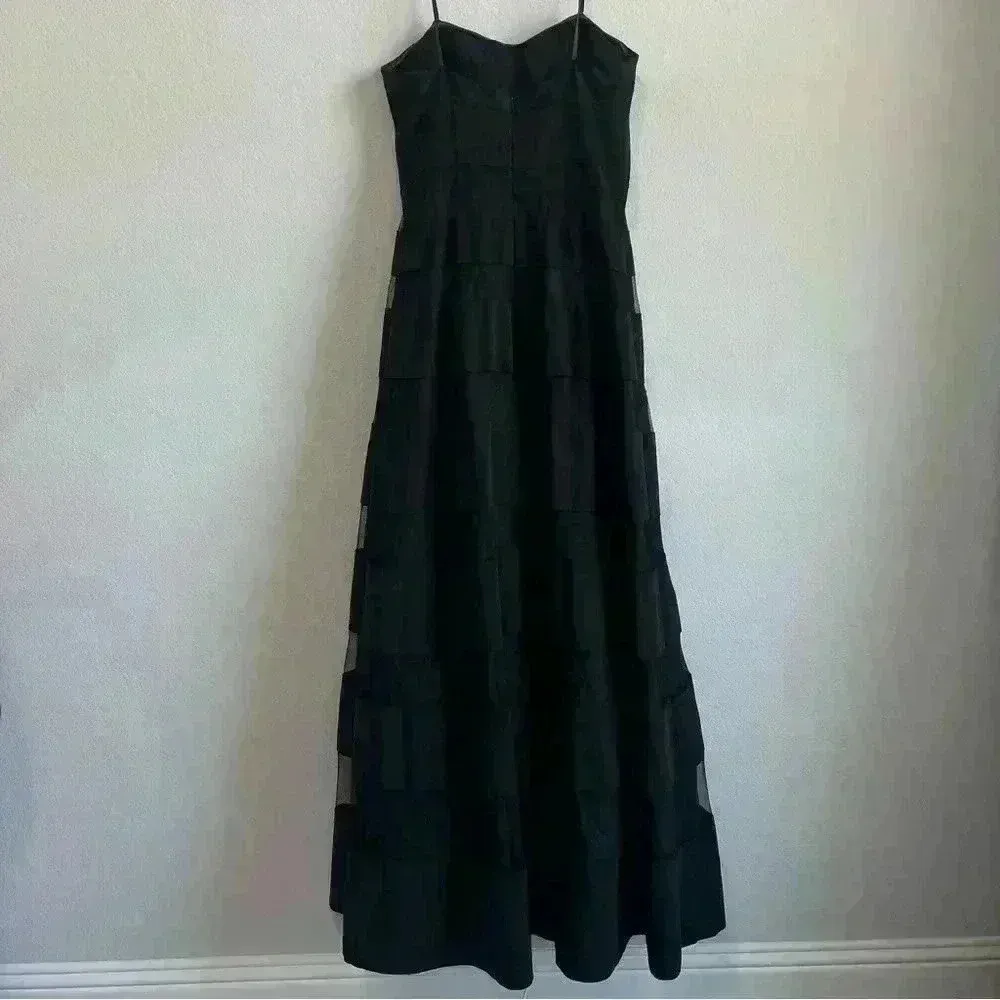 Aidan Mattox Women's Organza Black Sheer Illusion Lined‎ Gown Dress Size 8 - Image 2