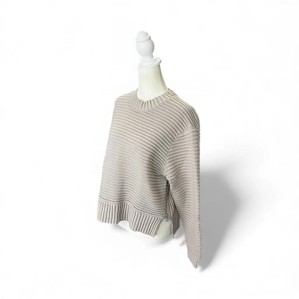 Varley 100% Cotton Ribbed Pullover Sweater Anthropologie Small Beige Neutral - Image 5