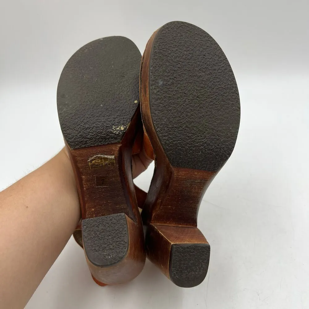 Jeffrey Campbell Platform Wood Heels Brown Leather - Image 5