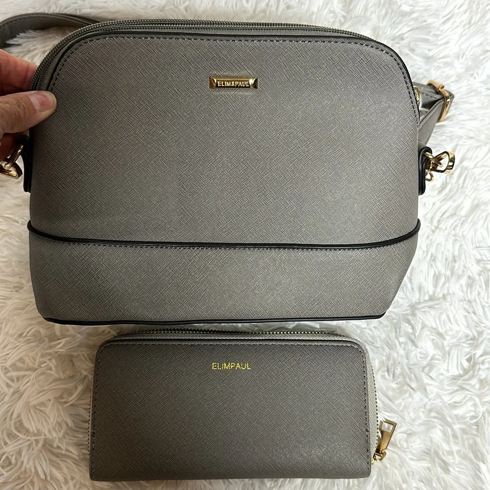 NWOT Elim & Paul Women’s crossbody Bag and Wallet set Gray - Image 2