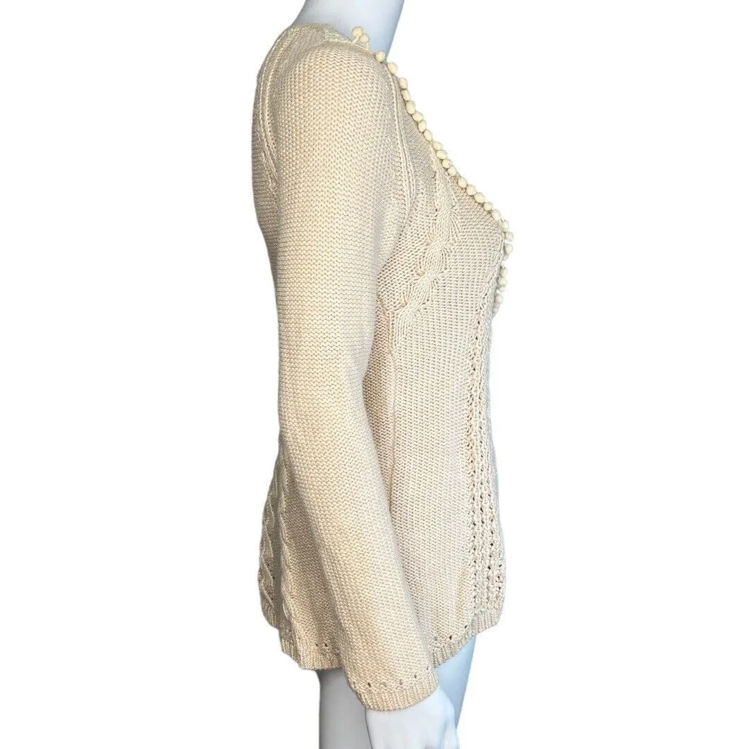 Anthropologie Angel of the North Sweater Womens XS Cream Ivory Romantic Bohemian - Image 2