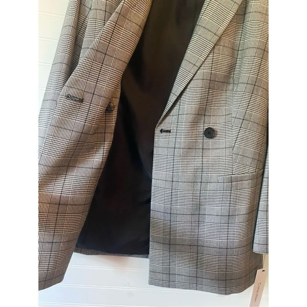 Calvin Klein Glen Plaid Double Breasted Blazer - Image 6