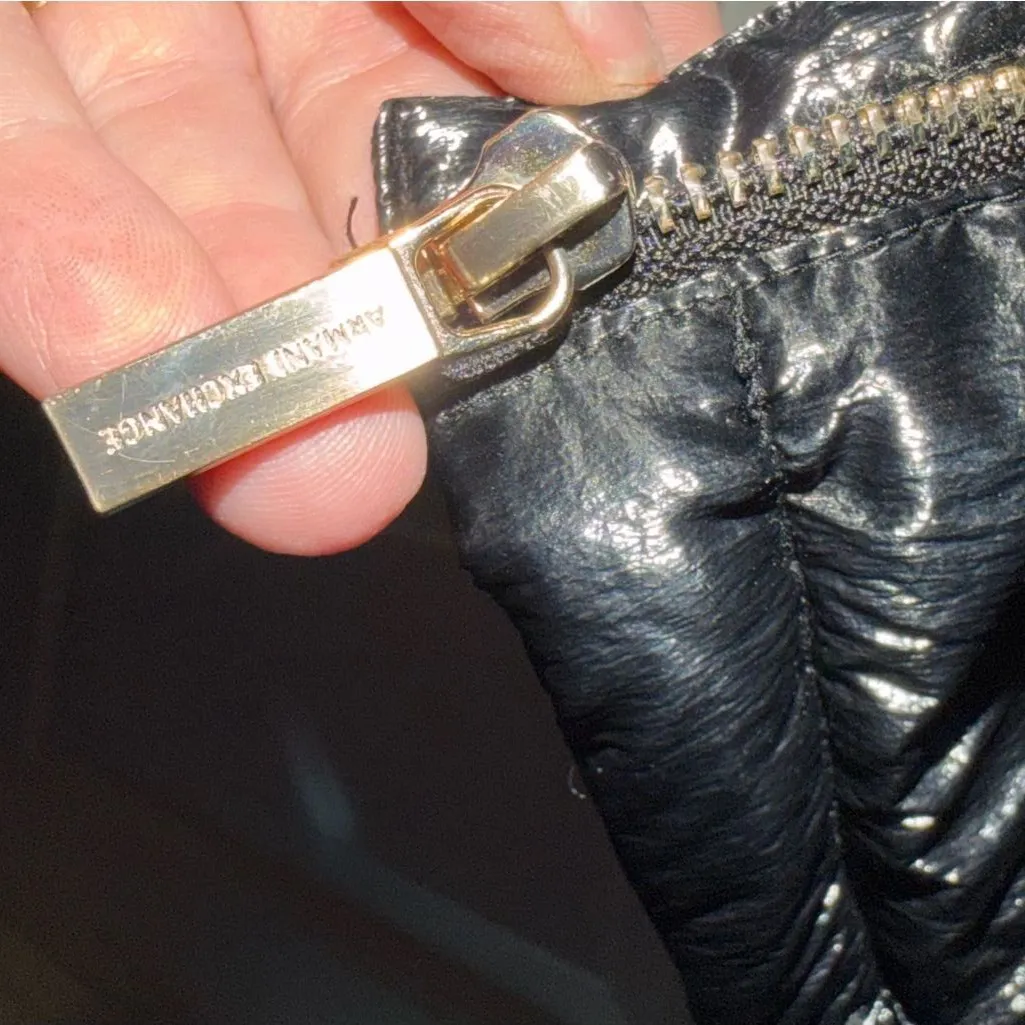 Armani Exchange Shiny Black Puffer Jacket EUC Women's Medium - Image 5