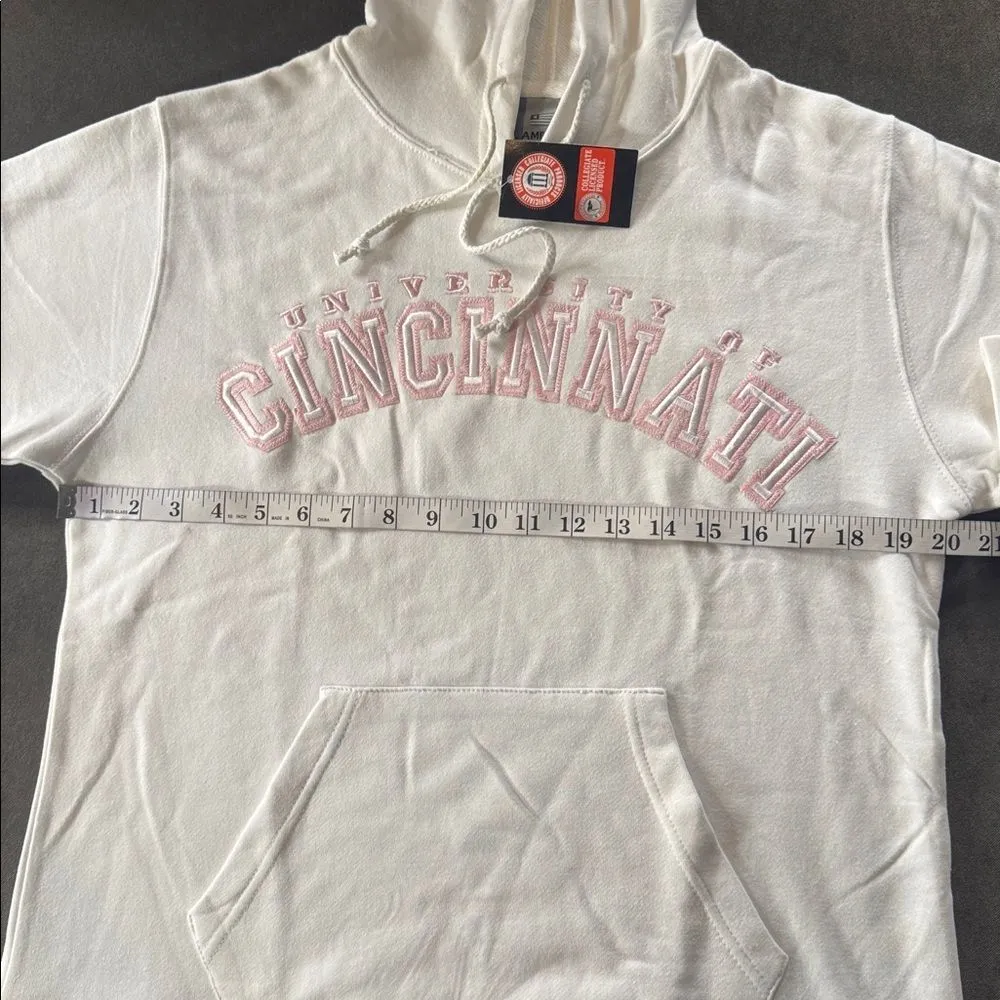 Women’s White Embroidered ‘University Cincinnati ’ Hoodie Size L NEW - Image 8