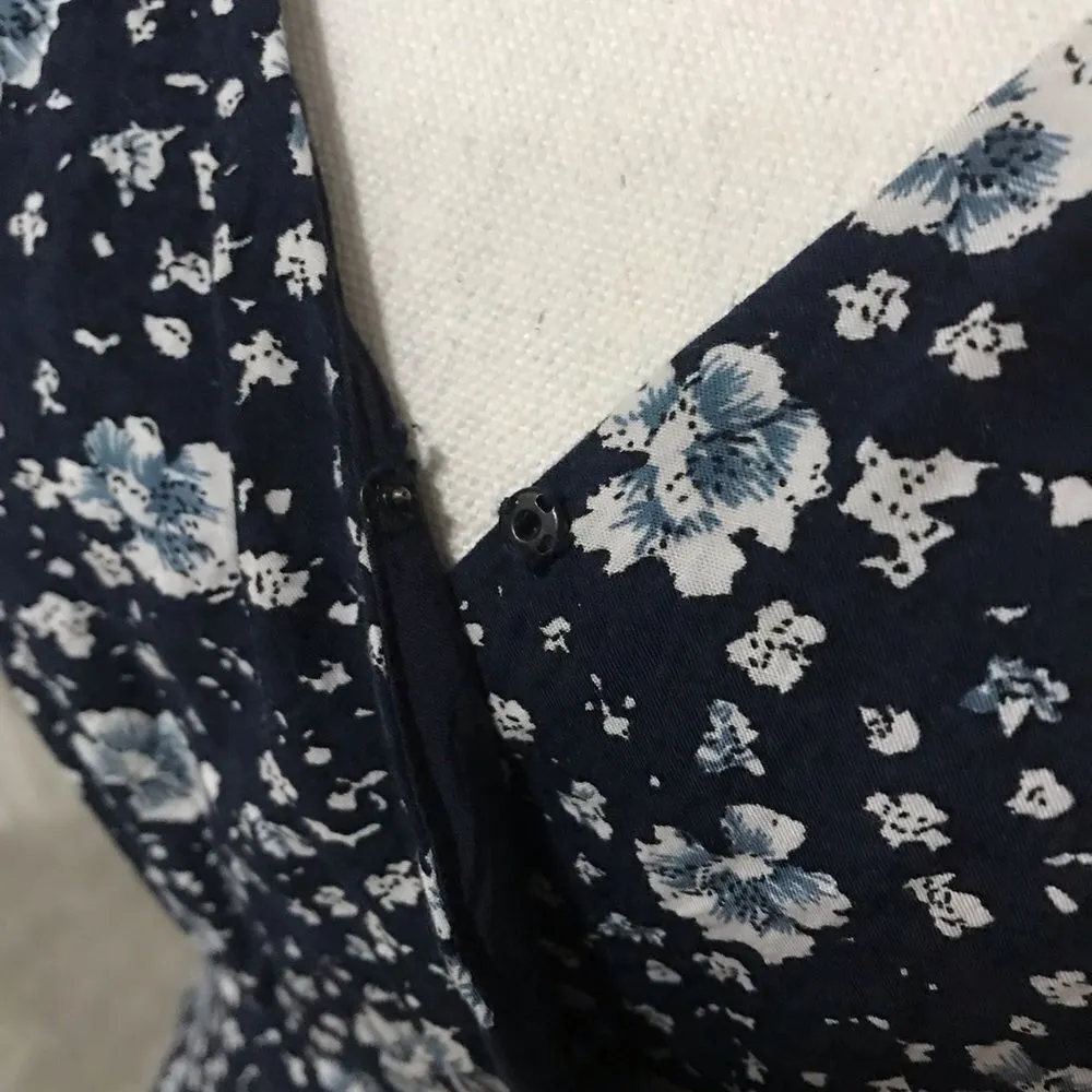 Lulus Poppy Patch Navy Blue Floral Print Skater Dress Blue - Image 4