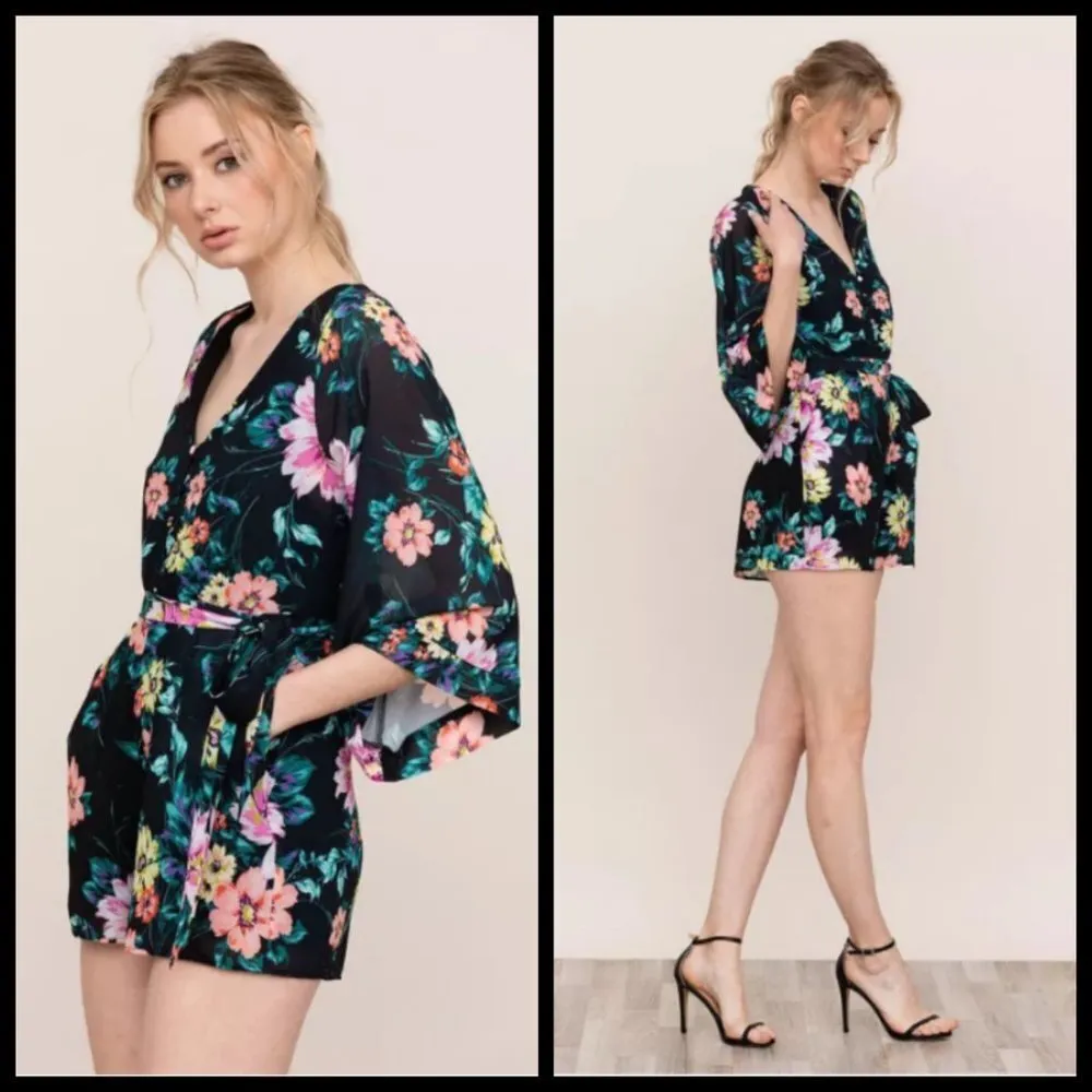 💕YUMI KIM💕 Lotus Floral Romper ~ Wild Rose Black - Image 3