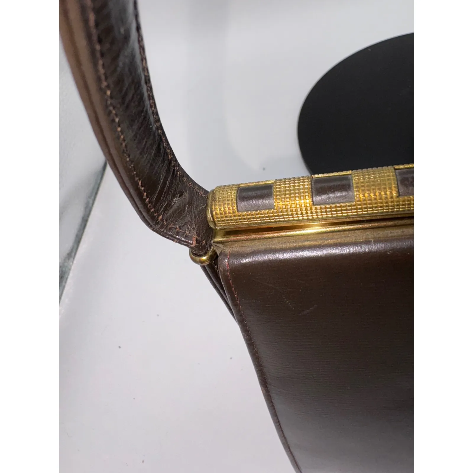 Vintage Collentz Originals Structured Brown Leather Handbag w/ accessories - Image 5