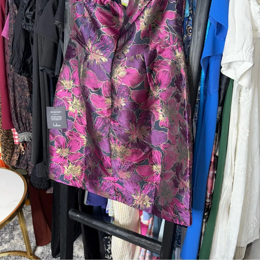 Lulus  High-Class Attitude Black Floral Jacquard Strapless Mini Dress - Image 15